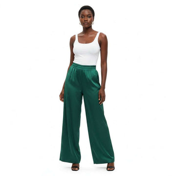 Green Wide Leg Trouser Dark Green Uk8 Nawao.com