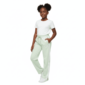 Green Wideleg Active Track Pants With Side Panel Green Nawao.com