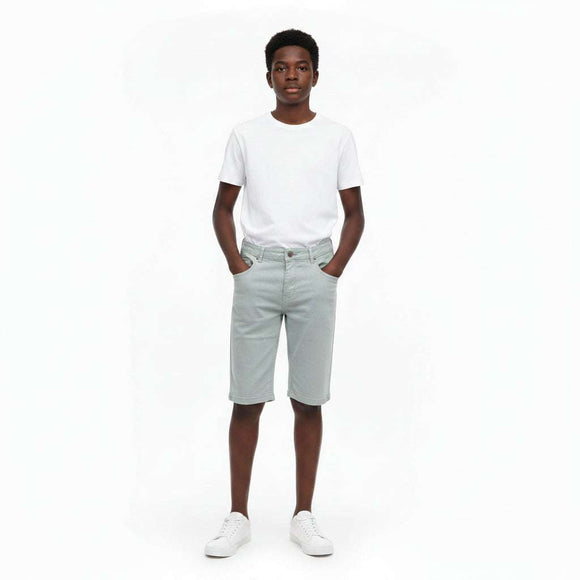 Grey 5 Pocket Denim Shorts Mid Grey Nawao.com