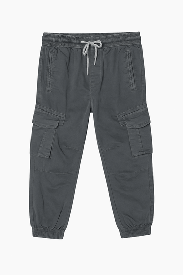 Grey Cargo Pocket Ealsticated Waist Jogger Mid Grey Nawao.com