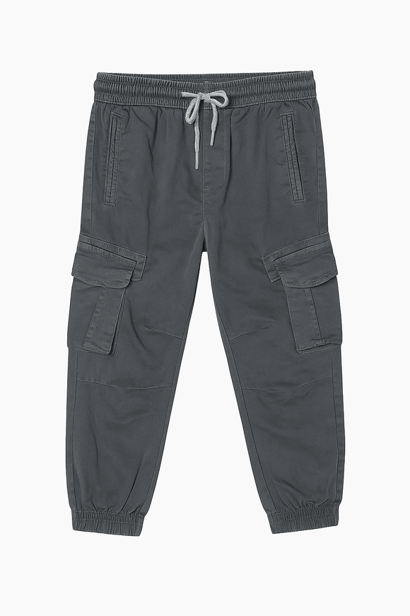 Grey Cargo Pocket Ealsticated Waist Jogger Mid Grey Nawao.com