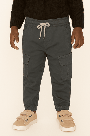 Grey Cargo Pocket Ealsticated Waist Jogger Mid Grey Nawao.com