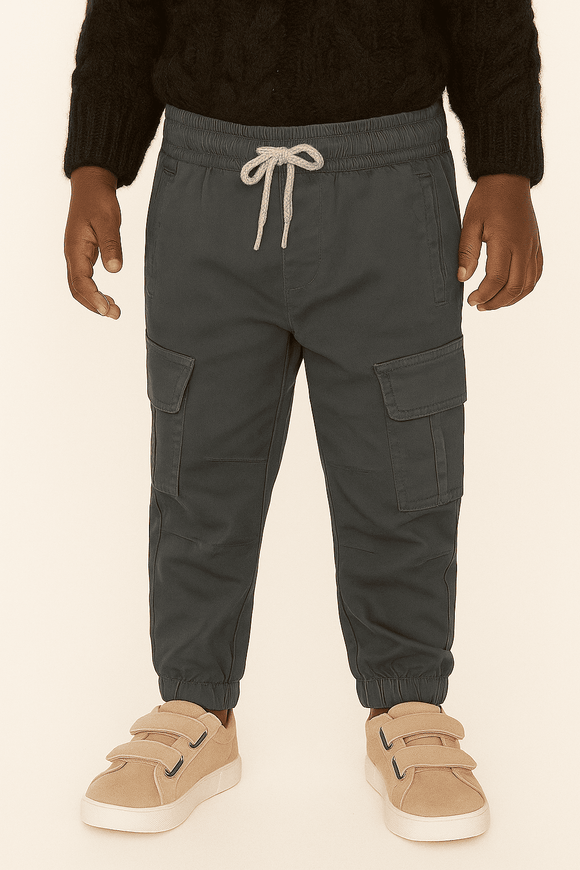 Grey Cargo Pocket Ealsticated Waist Jogger Mid Grey Nawao.com