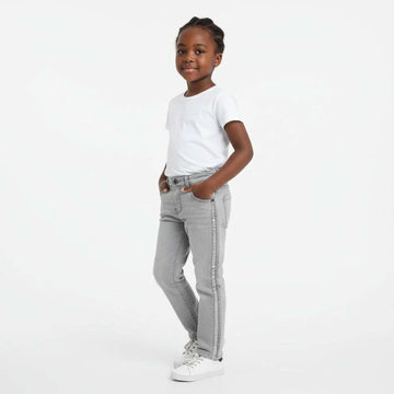 Grey Denim With Side Foil Print Mid Grey Nawao.com