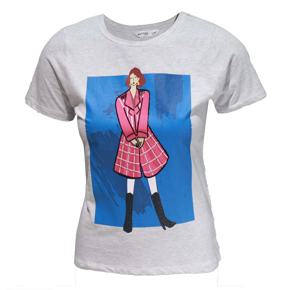Grey Embellished T Shirt Nawao.com