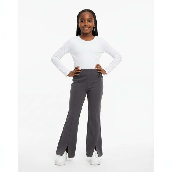 Grey Front Belt Detail Leggings Nawao.com