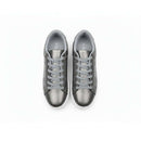 Grey Lace Up Sneaker With Stitching Detail  Mid Grey Nawao.com