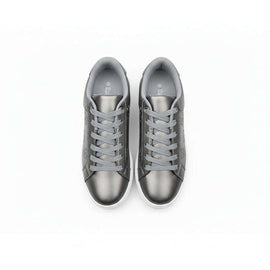 Grey Lace Up Sneaker With Stitching Detail  Mid Grey Nawao.com