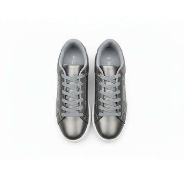 Grey Lace Up Sneaker With Stitching Detail  Mid Grey Nawao.com