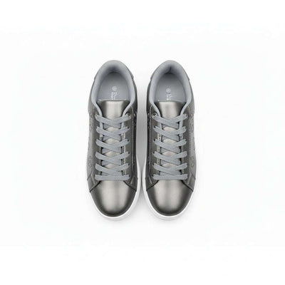 Grey Lace Up Sneaker With Stitching Detail  Mid Grey Nawao.com