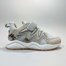 Grey Material Block Chunky Sneakers Nawao.com