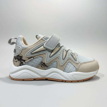 Grey Material Block Chunky Sneakers Nawao.com