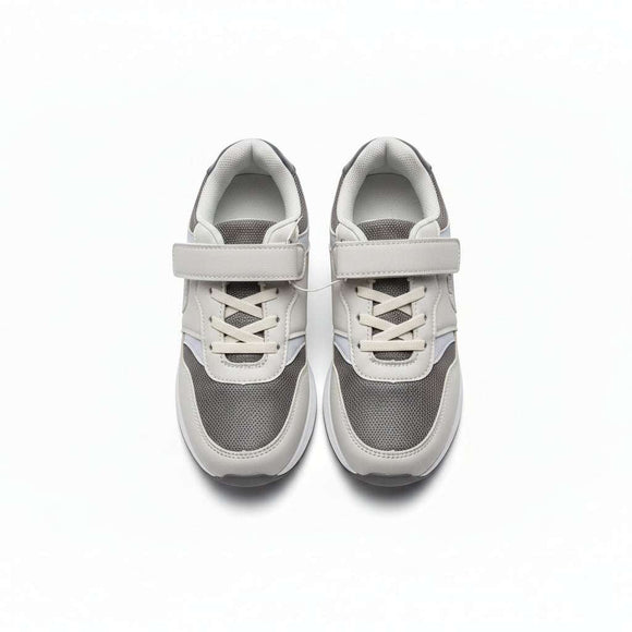 Grey Material Block Sneakers Pale Grey Nawao.com