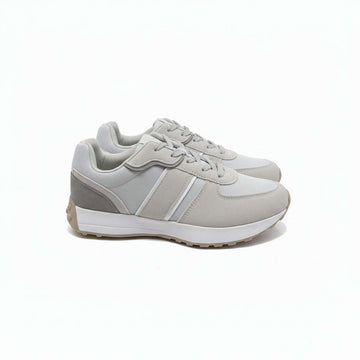 Grey Material Block Sneakers Pale Grey Nawao.com