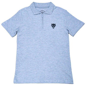 Grey Mel Regular Collar Zipneck Polo Mid Grey Nawao.com
