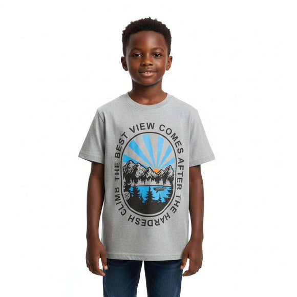 Grey Mel Short Sleeve Graphic Tee Mid Grey Nawao.com