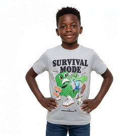 Grey Mel Survival Mode Minecraft Tee Mid Grey Nawao.com