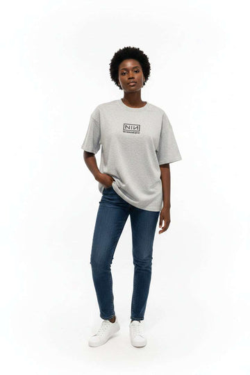 Grey Melange Drop Shoulder Oversize T Shirt Mid Grey Uk8 Nawao.com