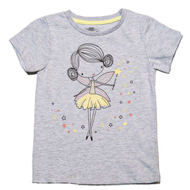 Grey Melange Ss Fairytale Placement Print T Shirt Nawao.com