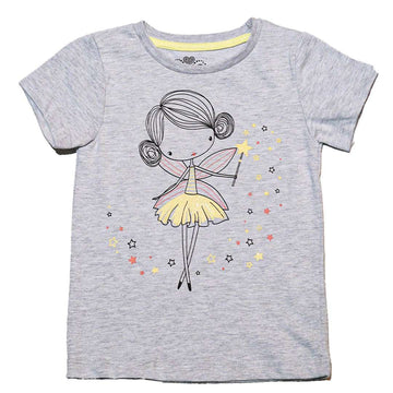 Grey Melange Ss Fairytale Placement Print T Shirt Nawao.com