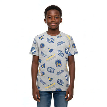 Grey Over Size Aop Golden State Warriors T Shirt Mid Grey Nawao.com