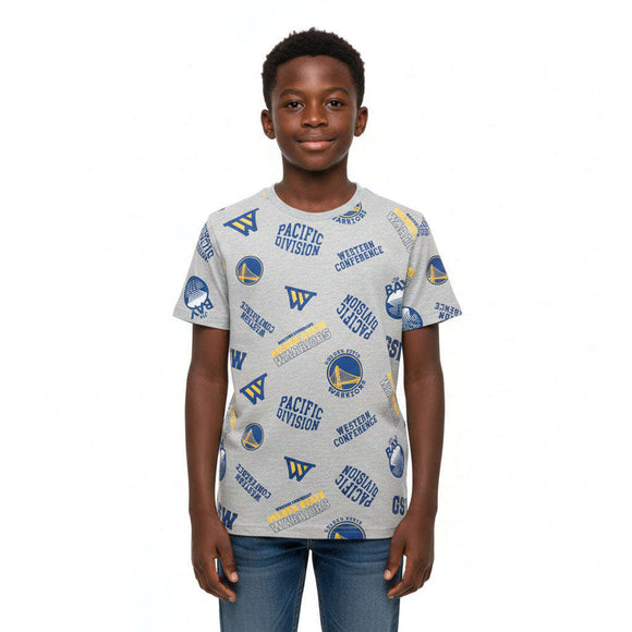 Grey Over Size Aop Golden State Warriors T Shirt Mid Grey Nawao.com