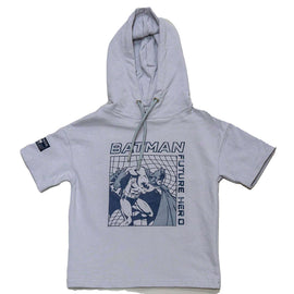 Grey Oversize Hooded Batman T Shirt Nawao.com