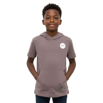 Grey Plain S S Hoody Tee Mid Grey Nawao.com