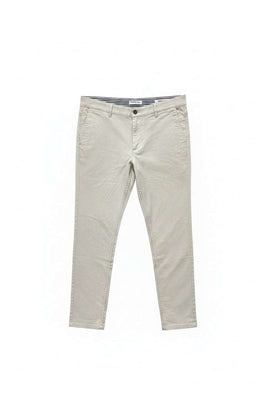 Grey Satin Skim Fit Chino Mid Grey Nawao.com