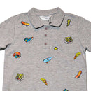 Grey Short Sleeve Emb Polo Shirt Nawao.com