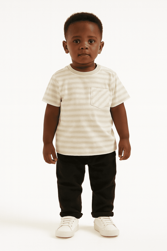 Grey Stripe Short Sleeve T Shirt Nawao.com
