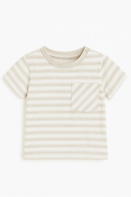 Grey Stripe Short Sleeve T Shirt Nawao.com