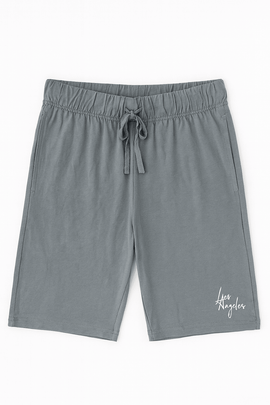 Grey T Shirt And  Pyjama Shorts Set Nawao.com