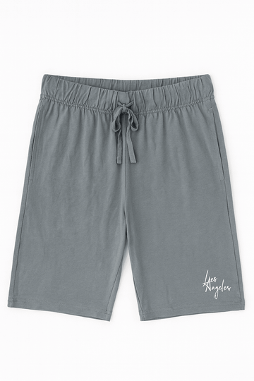 Grey T Shirt And  Pyjama Shorts Set Nawao.com
