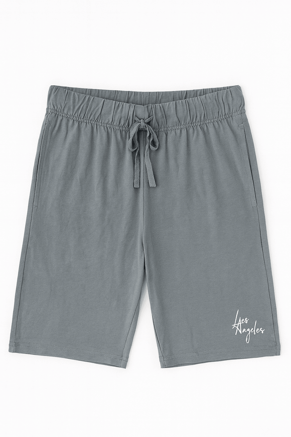 Grey T Shirt And  Pyjama Shorts Set Nawao.com
