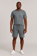 Grey T Shirt And  Pyjama Shorts Set Nawao.com