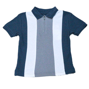 Grey Vertical Cut N Sew Zip Placket Polo With Shorts Set Mid Grey 5 6 Years Nawao.com