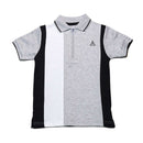 Grey Vertical Paneled Polo Shirt Nawao.com