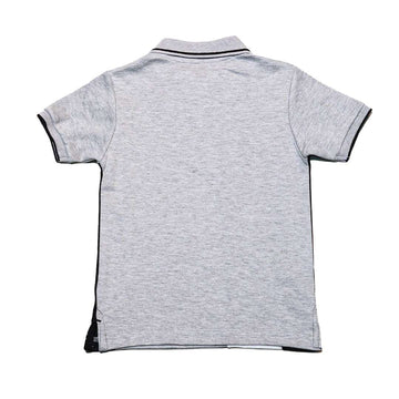 Grey Vertical Paneled Polo Shirt Nawao.com