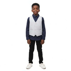 Grey Vest And Long Sleeve Shirt Set Mid Grey Nawao.com