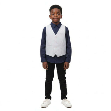Grey Vest And Long Sleeve Shirt Set Mid Grey Nawao.com