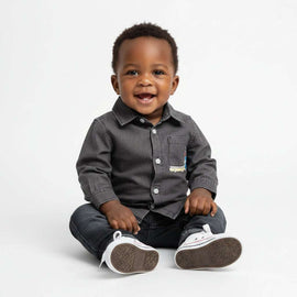 Grey Wash Denim Ls Shirts Darkwash Nawao.com
