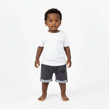 Grey Wash Pull On Denim  Shorts Mid Grey Nawao.com