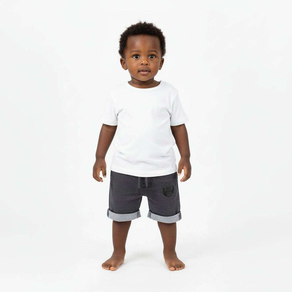 Grey Wash Pull On Denim  Shorts Mid Grey Nawao.com