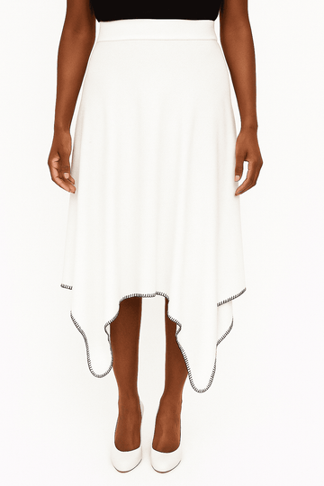 HANKY HEM CONTRAST SKIRT IVORY Nawao.com