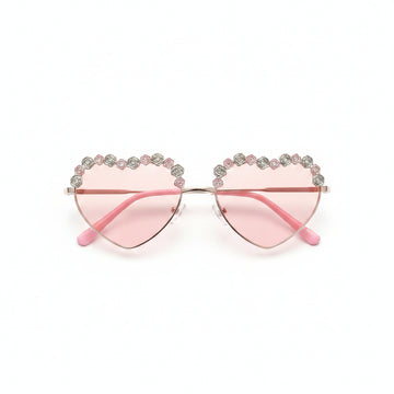 Heart Shaped Embellishment Sunglasses Nawao.com
