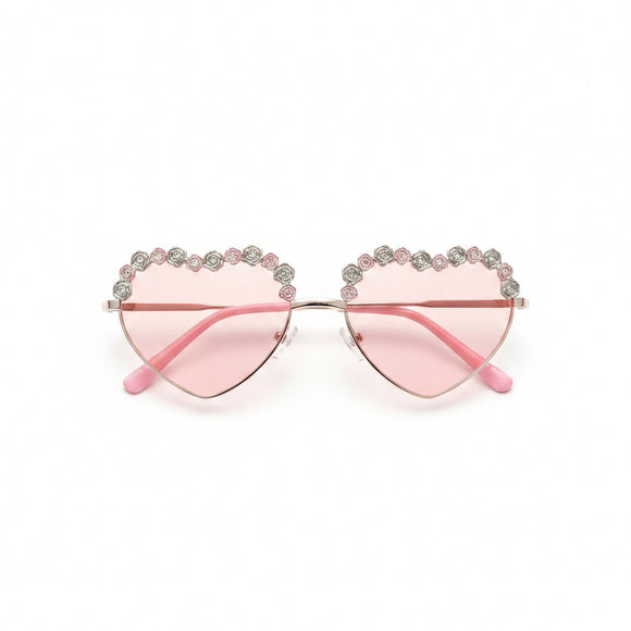 Heart Shaped Embellishment Sunglasses Nawao.com