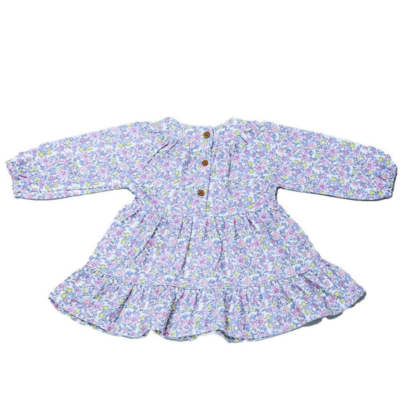 Ivory All Over Print Dress With Crochet Collars Nawao.com