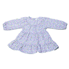 Ivory All Over Print Dress With Crochet Collars Nawao.com