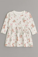 Ivory Bunny Floral All Over Print Interlock Dress Nawao.com